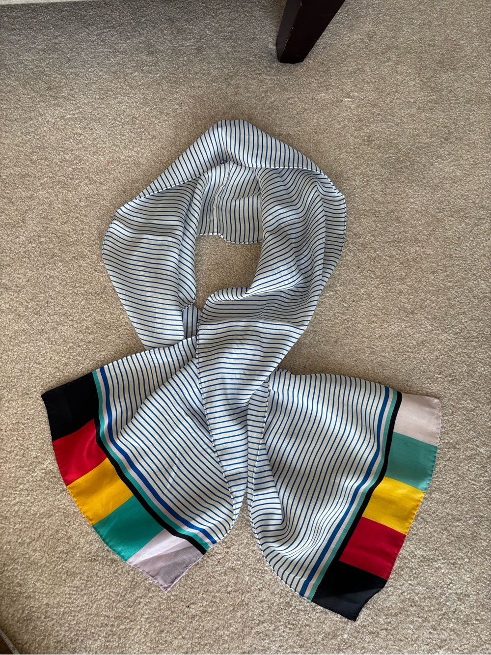 Vintage Albert Nipon KIIX KARAT Silk Scarf Japan Striped Colorblock 49”